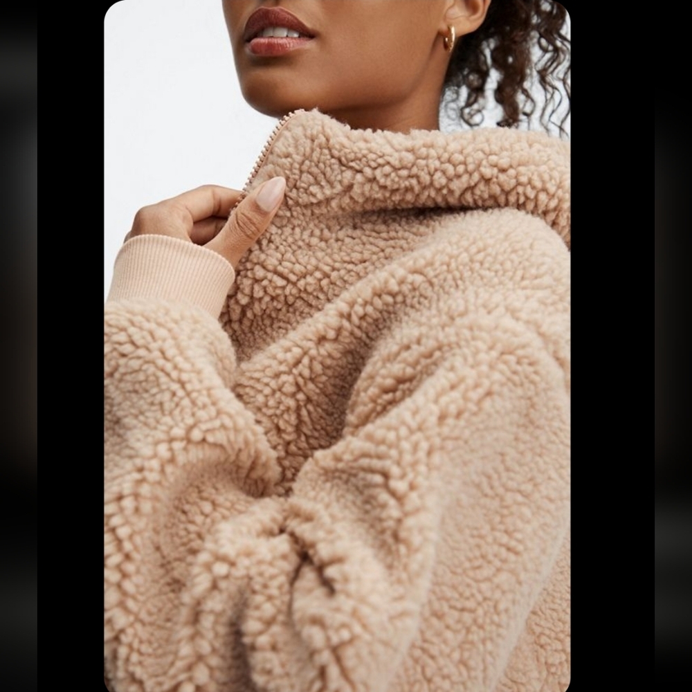 Fabletics Tan Teddy Jacket - image 1